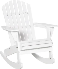 Outsunny Adirondack Gartenstuhl Schaukelstuhl Schaukelsessel Gartensessel Gartenmöbel Balkonstuhl Weiß 77 X 94 X 97 Cm