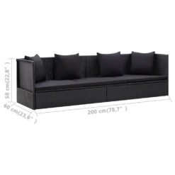 VidaXL Garten-Sofabett Mit Kissen Poly Rattan Schwarz -Deutschland Garten Zier Verkaufs-Shop 021d869d9de16521f3a0d758f663e222
