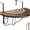 Tectake Balkontisch Zum Einhängen Mit Mosaikmuster Klappbar 75x65x62cm - Terracotta/weiß