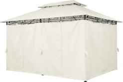 Mondeer Gartenpavillon 3x4m Premium Pavillon Seitenwänden Mit Reißverschlüssen Metallrahmen Stabil 180g/m² Dachplane Wasserdicht Luxus Modern Stil, Beige -Deutschland Garten Zier Verkaufs-Shop 0390d362d30c669b9f2853a71cefc961