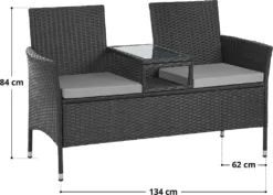 SVITA CHICAGO Rattan-Bank Garten-Bank Lounge Sitzecke Schwarz -Deutschland Garten Zier Verkaufs-Shop 03abcd7dfe80c7b869eb5a42fc26a8ef