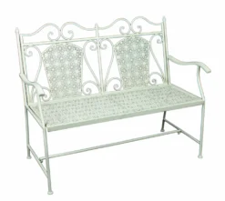 Garden Pleasure Bank Eisen Parkbank Garten Bank Sitzbank Möbel Weiß Vintage