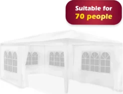 Lifetime Garten Partyzelt 2,5 X 3 X 6 Meter - Bis 70 Personen - 6 Seitenwände Und Fenstern, Gartenzelt Pavillon Für Sonnenschutz - Weiß -Deutschland Garten Zier Verkaufs-Shop 044d2e470511c062a8b25370b066574c