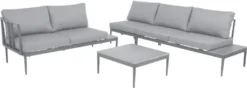 Acamp® PAROS Lounge Set 4-teilig Gartenlounge Sitzecke Lounge 56270, Gestell: Aluminum Pulverbeschichtet, Seitenteile: Akazienholz -Deutschland Garten Zier Verkaufs-Shop 04ef49f9ee850394746d12d3fa002f91