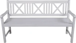 Garden Pleasure Gartenbank Bank MALMÖ 3-Sitzer B 154 X T 59 X H 89 Cm, Bank Aus Weiß Lackiertem Eukalyptus-Holz -Deutschland Garten Zier Verkaufs-Shop 051b239c2ec45d669e2e2f7e65f1c9c7