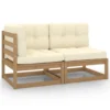 VidaXL 2tlg. Garten-Lounge-Set Mit Kissen Honigbraun Massivholz Kiefer