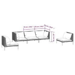 VidaXL 5-tlg. Garten-Lounge-Set Mit Kissen Poly Rattan Dunkelgrau -Deutschland Garten Zier Verkaufs-Shop 06941c52c474d646f0774cfbfe3ff72a