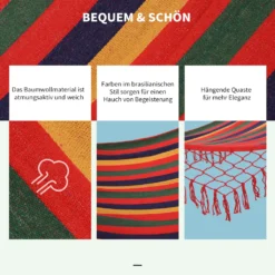 Outsunny Stabhängematte Hängematte Wetterfest UV-beständig 2 X 1 M Bis 120 Kg Baumwoll-Polyester-Mischung Bunt -Deutschland Garten Zier Verkaufs-Shop 06fe26021987927c796a1a4bf75c6582