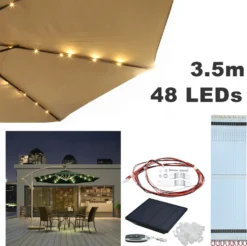 EINFEBEN 3.5m Sonnenschirm Sonnenschirme Gartenschirm Mit LED Solar Ampelschirm Pavillon Kurbelsonnenschirm Alu,Grau,3.5m -Deutschland Garten Zier Verkaufs-Shop 072fcf0467b34524f5d0e49a06cea572 1