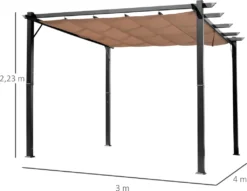 Outsunny Pergola Pavillon Mit Einstellbarem Stoffdach 3 X 4 M Terrassen-Vordach Aluminium Sonnenschutz Überdachung Terrasse Garten Grau+Braun -Deutschland Garten Zier Verkaufs-Shop 086a425f9520e7d056547f6858c684bb