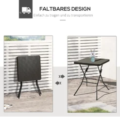 Outsunny Gartentisch Klappbar Falttisch Klapptisch Klappbar Beistelltisch Balkontisch Picknicktisch Campingtisch Kunststoff Metall Braun 60 X 60 X 74 Cm -Deutschland Garten Zier Verkaufs-Shop 08909ea6eae576c3249d279f1a3b652a