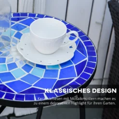 HOMCOM Outsunny Ø35,5 Cm Beistelltisch Gartentisch Wetterfest Mosaik Eisen Blau+Weiß -Deutschland Garten Zier Verkaufs-Shop 08b0c30e5ced37929bf000efc53de439