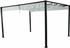 Pavillon Sky, 300x400cm, Gestell Aus Aluminium/Stahl, Pulverbschichtet In Anthrazit, Dach Aus Polyester 200g In Grau, Zerlegt Im Karton Verpackt