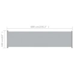 VidaXL Ausziehbare Seitenmarkise 600x160 Cm Grau -Deutschland Garten Zier Verkaufs-Shop 09f7c3d739f358c1b40100576cf5da0e