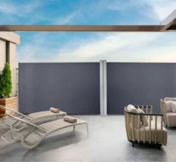 EINFEBEN Doppel Seitenmarkise Markisen Ausziehbar 180x600cm Alu Sichtschutz Windschutz Sonnenschutz Seitenrollo Grau -Deutschland Garten Zier Verkaufs-Shop 09f92ef37235afc1cf0595bee6e5e715 1