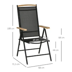 Outsunny 2er-Set Klappstuhl Gartenstuhl Klappbar Mit Rückenlehne Armlehne Für Garten Balkon Terrasse Mesh Stoff Aluminium Schwarz 71,5 X 68 X 109 Cm -Deutschland Garten Zier Verkaufs-Shop 0a20ddf6746b0819764895a3cf072697