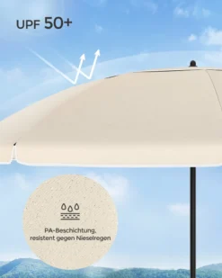 SONGMICS Sonnenschirm 160 Cm, Sonnenschutz UPF 50+, Beidseitig Um 30° Knickbar, Höhenverstellbar, Mit Tragetasche, Ohne Ständer, Beige GPU60WTV1 -Deutschland Garten Zier Verkaufs-Shop 0a5d21969dae775739c8cde1e12803c5