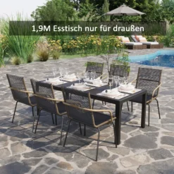 Outsunny Gartentisch Aluminium Tisch Garten Terrasse Holz-Kunststoff WPC Non-Wood Schwarz Mit Horizontale/vertikale Sitzlatten -Deutschland Garten Zier Verkaufs-Shop 0abffb3f88f642479f3fc3604768965e