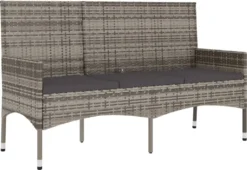 VidaXL Gartenbank 3-Sitzer Mit Kissen Grau Poly Rattan