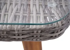 Poly-Rattan Esstisch MCW-H65, Garten-/Lounge-Tisch, Stahl + Akazie Halbrundes Poly-Rattan150x90cm Grau -Deutschland Garten Zier Verkaufs-Shop 0b38203dfdbe7669358104054ca81a58