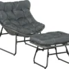 Outsunny Rattan Relaxsessel Mit Fußhocker Gartensessel Outdoor Rattanstuhl Mit Kissen Stahl Polyester Grau 69 X 76 X 70 Cm
