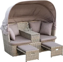 Merxx Funktionsbank "Alamo" - Stahlgestell Mit Kunststoffgeflecht Steinbeige, Inkl. Kissen -Deutschland Garten Zier Verkaufs-Shop 0b842ee2c34f97f7dc062c06939e2b70