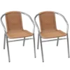 2 Stk. Aluminium Bistrostuhl Stapelbar Polyrattan Silber/Natur