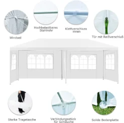 COSTWAY 3x6m Gartenpavillon Partyzelt Mit 4 Abnehmbaren Seitenwänden Inkl. Tragetasche Weiß -Deutschland Garten Zier Verkaufs-Shop 0d3cac93f38db3ac243509eada8a6c49