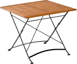 Merxx Tisch "Schlossgarten" Quadratisch - Flachstahl Mit Eukalyptusholzbelattung