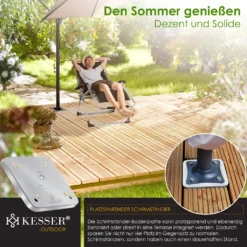 KESSER® Metall Universal Bodenplatte Sonnenschirmständer Für Sonnenschirm - Ampelschirm - Kurbelschirm | Bodenanker, Inkl. Handschuhe | 16 X 16 Cm, , Farbe:Silber -Deutschland Garten Zier Verkaufs-Shop 0e8256ff568179e5a0cb3ec9dab52d8a