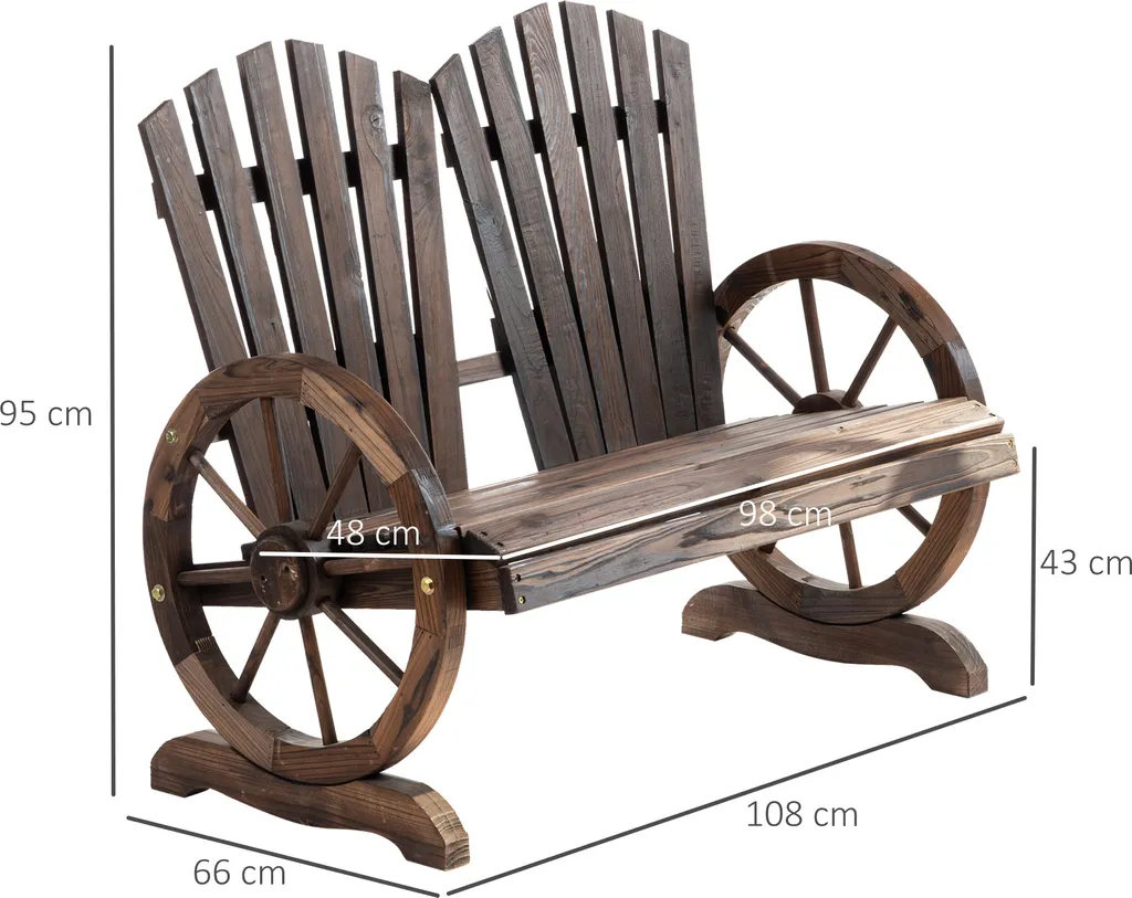 Outsunny Gartenbank Mit Armlehne, Sitzbank, Gartenmöbel, Rustikale Bank, Massivholz, Dunkelbraun, 108 X 66 X 95 Cm 3 Outsunny Gartenbank Mit Armlehne, Sitzbank, Gartenmöbel, Rustikale Bank, Massivholz, Dunkelbraun, 108 X 66 X 95 Cm – Bild 3