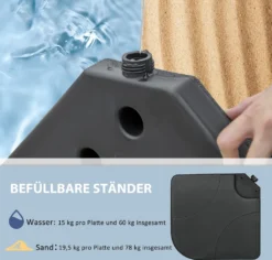 Outsunny Schirmgewicht 4er-Set, Ampelschirmständer Mit 60 Liter Wasser/ 78 Kg Sand Befüllbar, Marktschirmständer, Schirmständer Für Ampelschirm, Schwarz -Deutschland Garten Zier Verkaufs-Shop 0ec45eeb6b7da55e80aaee8f17ea21a4