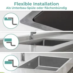 MIZZO Linea Edelstahl Spüle 450-400 Flächenbundig / Unterbau -Deutschland Garten Zier Verkaufs-Shop 0f188bc17f52ff6407c385f788de3f48