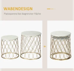 Outsunny 2er-Set Gartentisch Beistelltische Couchtische Retro Drahtkorb Metallkorb Garten Satztisch Gartenmöbel Outdoor Balkon Stahl Gold + Weiß Ø41 X 46 Cm -Deutschland Garten Zier Verkaufs-Shop 106acff601df2cf29cfb3ec6e156474a