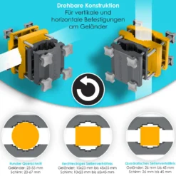 KESSER® Premium Sonnenschirmhalter Universal Balkongeländer - Schirmständer Für Eckige Und Runde Schirme | Balkon Terrasse Sonnenschirm Halterung Hohe Flexibilität | Starke Klemmkraft, Farbe:Anthrazit / Grau -Deutschland Garten Zier Verkaufs-Shop 1074003c17c3c7b62d6867087c37dd19