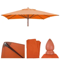 Ersatz-Bezug Für Gastronomie Holz-Sonnenschirm MCW-C57, Sonnenschirmbezug Ersatzbezug, Eckig 3x3m Polyester 3kg Terracotta