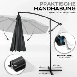 Tillvex Sonnenschirm Anthrazit Ø 3m Ampelschirm Gartenschirm Marktschirm Kurbel Balkon Alu Neigbar -Deutschland Garten Zier Verkaufs-Shop 11141be70525a0bc2dc105fffcff120a
