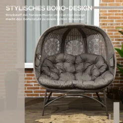 Outsunny Gartenstuhl 2-Sitzer, Korb-Stuhl Mit Faltbarem Korb, Papasansessel Mit Kissen, Loungesessel Für Balkon, Terrasse, Stahl, Sand, 126 X 75 X 142 Cm 12 Outsunny Gartenstuhl 2-Sitzer, Korb-Stuhl Mit Faltbarem Korb, Papasansessel Mit Kissen, Loungesessel Für Balkon, Terrasse, Stahl, Sand, 126 X 75 X 142 Cm -Deutschland Garten Zier Verkaufs-Shop 12b6b01cbfea98ad4a34527fd89b2312