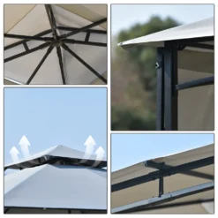 Merax Pavillon 3x3m Gartenpavillon Partyzelt Inkl. Seitenwand Und Metall Gestell, Wasserdicht Gartenzelt Mit UV-Schutz, Grau -Deutschland Garten Zier Verkaufs-Shop 13342155350c14a726126379abff149f