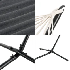 Hängematte Mit Gestell Hängeschaukel 200 X 100 Cm Indoor Outdoor Baumwolle Bis 120 Kg Dunkelgrau -Deutschland Garten Zier Verkaufs-Shop 1339cce605a51f61e50787b4f89b117a