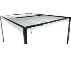 Pavillon Sky, 300x400cm, Gestell Aus Aluminium/Stahl, Pulverbschichtet In Anthrazit, Dach Aus Polyester 200g In Grau, Zerlegt Im Karton Verpackt -Deutschland Garten Zier Verkaufs-Shop 1371784e9098e13d851d47233c656666