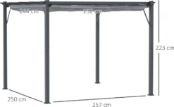 Outsunny Pergola Pavillon Terrassenüberdachung Mit Schiebedach Garten Alu Kohlegrau+Dunkelgrau 3x3x2,23 M