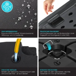 KESSER® Sonnenschirmständer 4-teilig Schirmgewicht Schirmständer Für Ampelschirm Bodenkreuz 90 Liter / 120 Kg Befüllbar Mit Wasser Oder Sand Inkl. Metallverbinder Ampelschirmständer Kunststoff, Farbe:Schwarz -Deutschland Garten Zier Verkaufs-Shop 13fa4ec211d38fec7c9fd3e18633a5bb