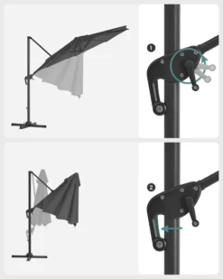 SONGMICS Sonnenschirm Ø 300 Cm, UV-Schutz Bis UPF 50+, Um 360° Drehbar, Ampelschirm, Mit Kurbel Zum Öffnen Und Schließen, Mit Ständer, Grau GPU35GY -Deutschland Garten Zier Verkaufs-Shop 14218d6edbe362fef24f772f8ce5de58