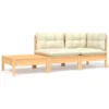 VidaXL 3-tlg. Garten-Lounge-Set Mit Creme Kissen Massivholz Kiefer
