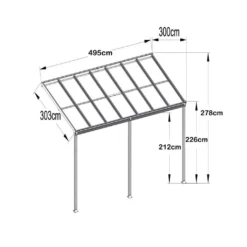 Terrassenüberdachung 495 X 303 X 226 / 278 Cm (Grau) -Deutschland Garten Zier Verkaufs-Shop 147b4d5b048e3ec9f4a67a7372815fae
