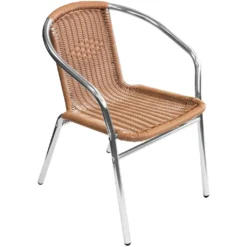 2 Stk. Aluminium Bistrostuhl Stapelbar Polyrattan Silber/Natur -Deutschland Garten Zier Verkaufs-Shop 14912a9fc5bb96fbc6ae7152882c1f8d