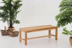 Möbilia Gartenbank 120 Cm | Sitzbank 2-Sitzer Aus Teak Holz | B 120 X T 42 X H 45 Cm | Natur | 11020007 | Serie GARTEN -Deutschland Garten Zier Verkaufs-Shop 14aceabb384d1e683284cf1f9f8f61dd