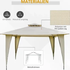 Outsunny Pavillon Partyzelt Mit Doppeldach 3,45x3,45x2,68m Festzelt Gartenlaube Stahl Polyester Beige -Deutschland Garten Zier Verkaufs-Shop 15a9d5abcf79543e79ede0ae2db0358e