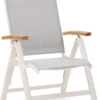 Best Alu-Klappsessel Cavalese H 110 X B 62 X T 67 Cm, Sitztiefe 48 Cm, Mehrfach Verstellbar, Armlehne Aus Teakholz, Farbe Weiß